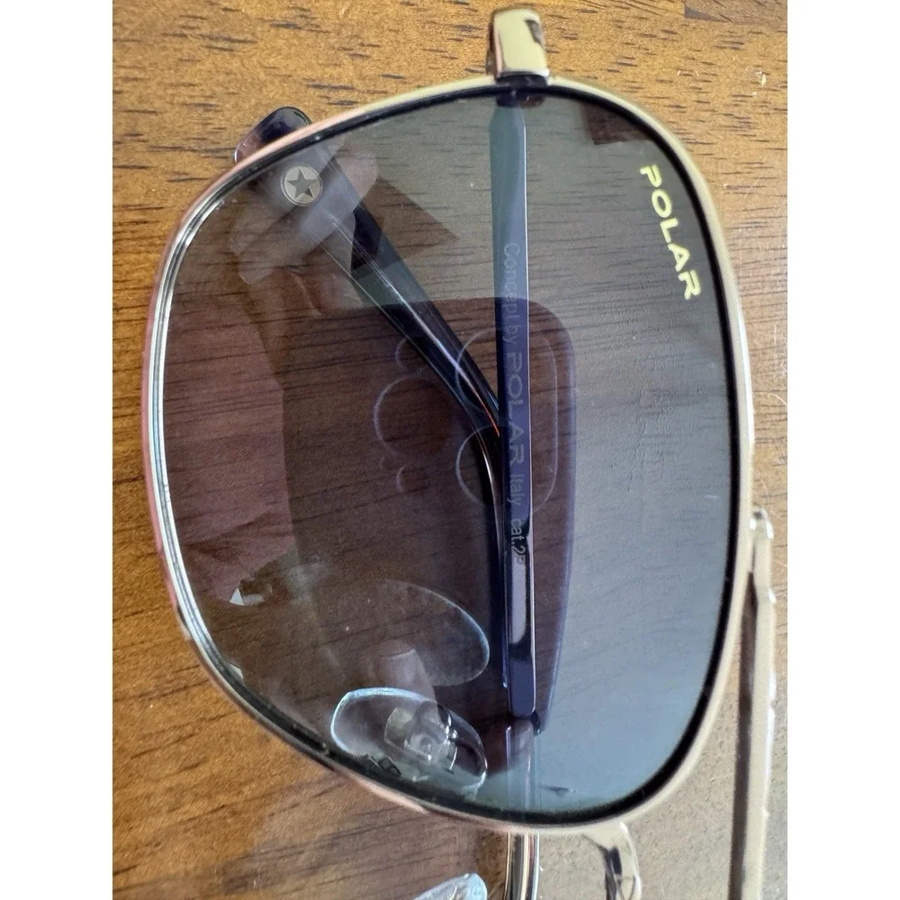 Polar Gold Hayden Sunglasses Copper Frame Square Aviator Gray Lens Polarized